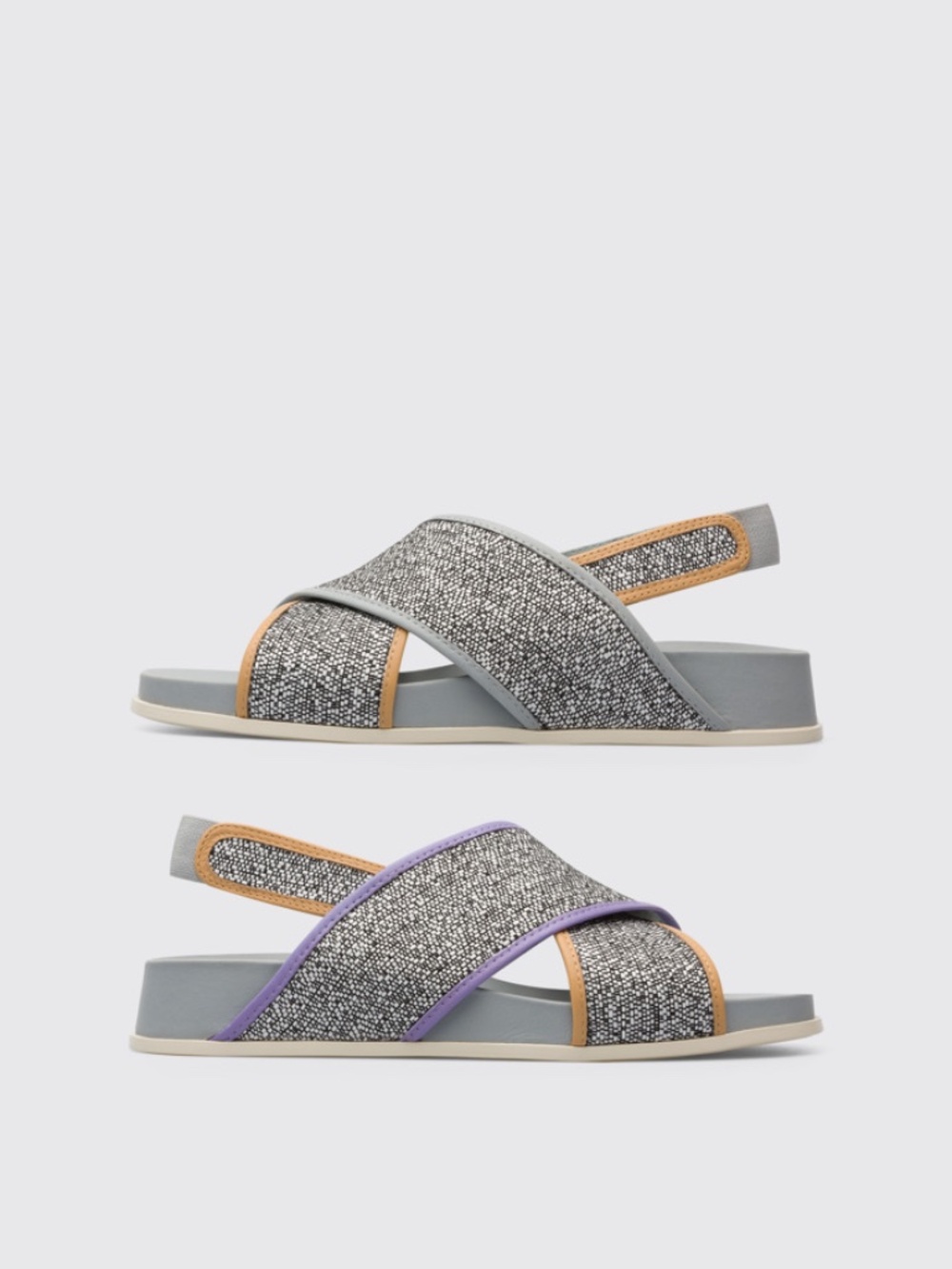 Camper Twins Crossover Flat Sandals, Leather Comfort Slides, Women's 40 US 9
